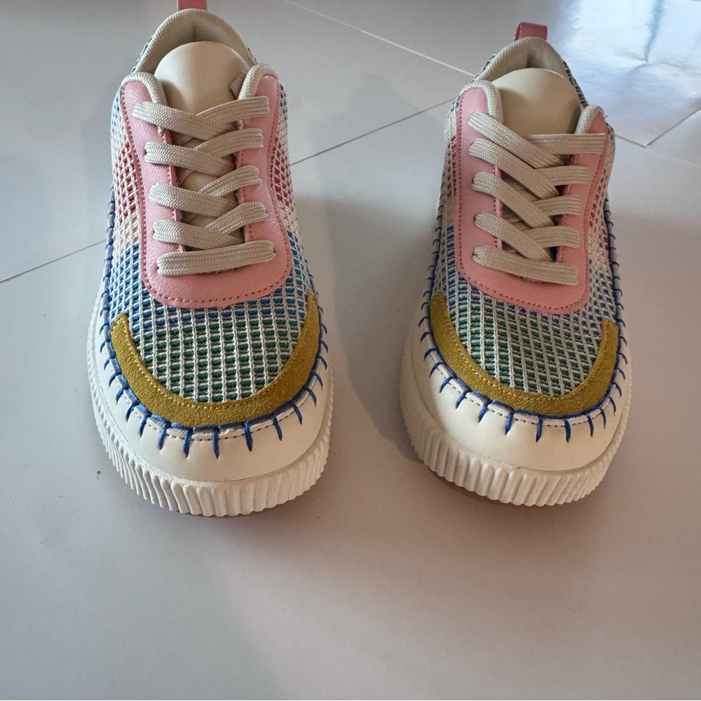 Women’s‎ Nicole Miller Colorblock Platform Sneakers - Pink, Blue, Green - Picture 2 of 6